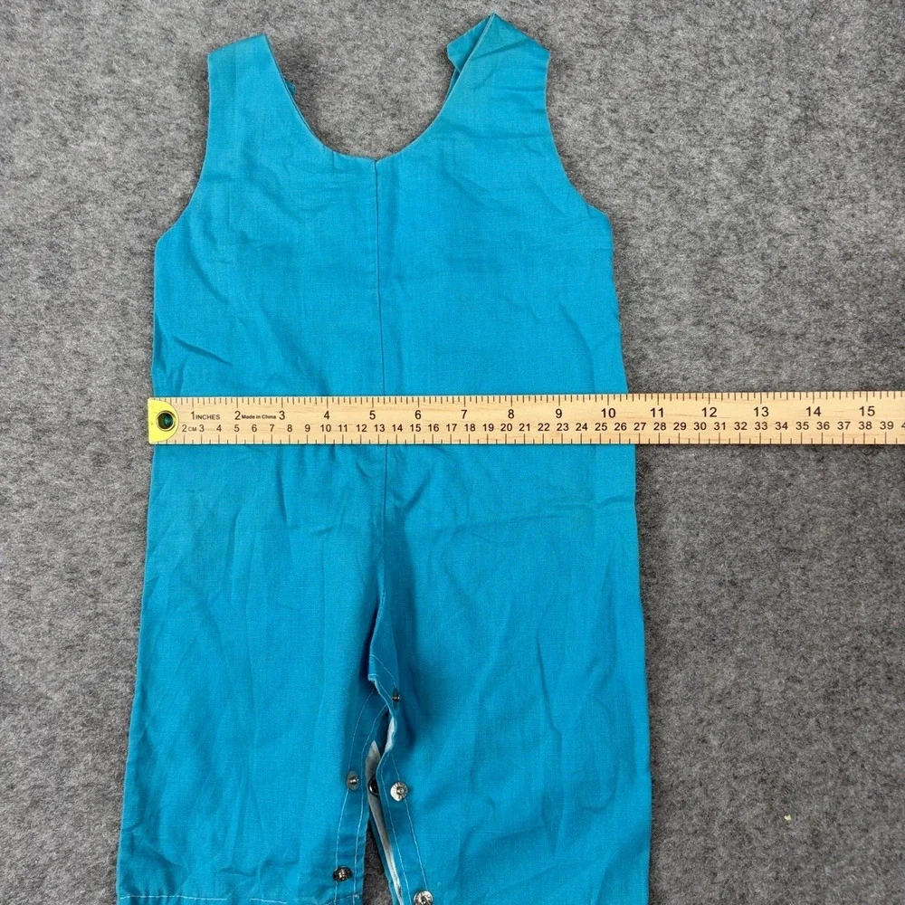 Romper Baby Teal‎ Blue Hello World Stork Embroidery Vintage Surf Preppy 80s 90s